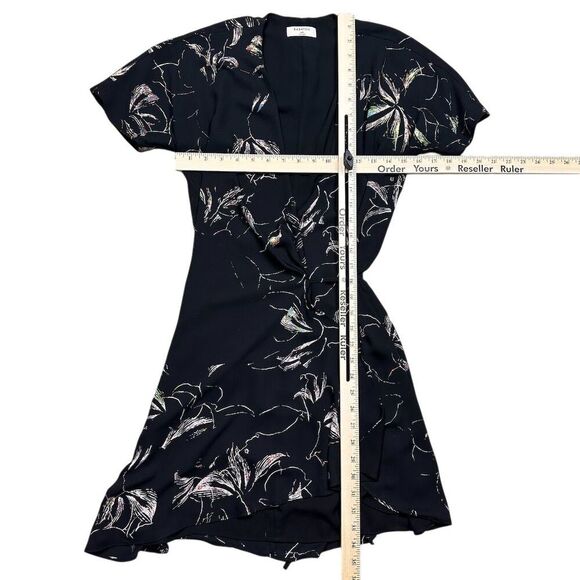 Aritzia Babaton Wallace Wrap Dress XXS Black Floral Knee Length - Picture 7 of 10